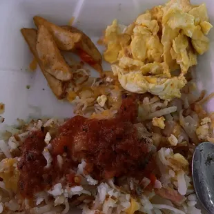 4 potato wedges and if that&apos;s two eggs they were small eggs