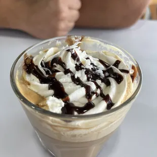 Hot toasted coconut mocha latte