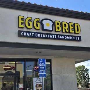 Signage over the entrance.