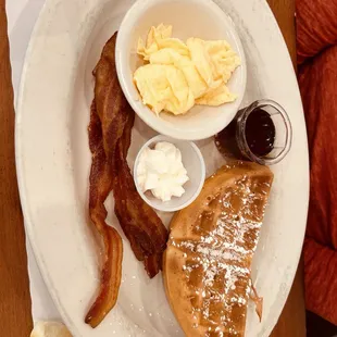 Waffle and eggs