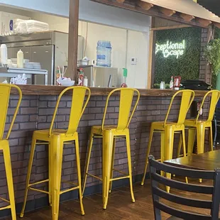 Inside - next to kitchen seating available