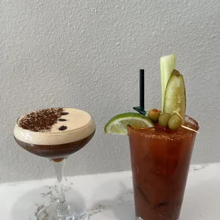 Espresso martini and Bloody Mary