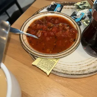 Side of salsa... it tastes homemade not too spicy just very flavorful
