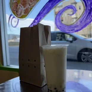 Lychee Jasmine Milk Tea and Honeydew Eggettes