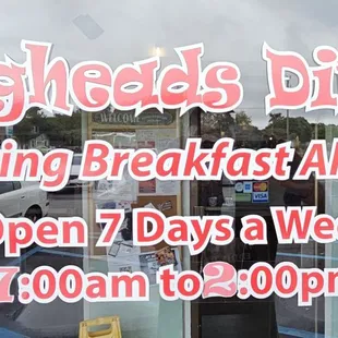breakfast all day open 7 days a week