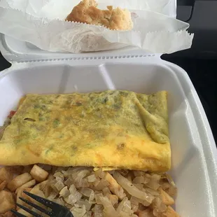 Veggie omelette with potato and onions