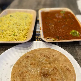 Egg curry with Jeera rice and roti