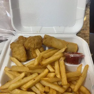 Child&apos;s Plate Chicken Nuggets, fries, eggroll