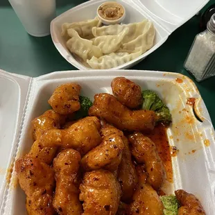 Orange chicken and dumplings
