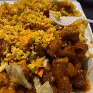 Orange chicken and rice