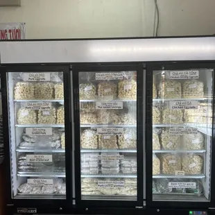 Frozen eggrolls, wonton, bo la lot, etc.