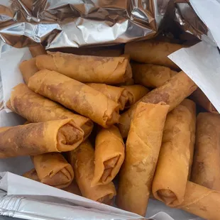 small tray, 40 egg rolls