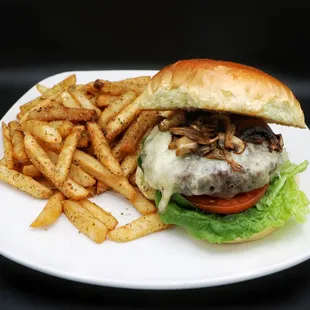 a burger and french fries