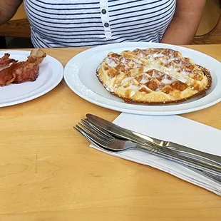 Waffle and bacon