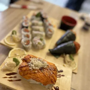 two plates of food on a table