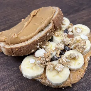 PB Banana Granola on Multi Grain Bread