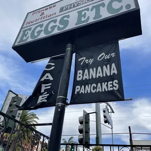 a sign for a banana pancake shop