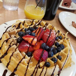 Chocolate berries Belgian waffle