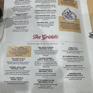a menu for a restaurant