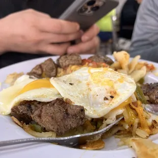 Steak and eggs