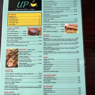 Updated menu with current prices