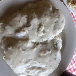Large biscuits and gravy