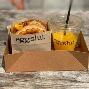 Bacon, Egg &amp; Cheese and Fresh Squeezed Orange Juice