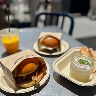 two plates of food on a table