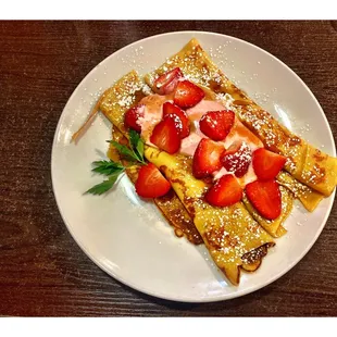 *Strawberry Cream Stuffed Crepes Coffee &amp; OJ @ Eggsperience.Elmwood Park, IL Breakfast Lunch Brunch.One of Locations.Cool!