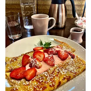 *Strawberry Cream Stuffed Crepes Coffee &amp; OJ @ Eggsperience.Elmwood Park, IL Breakfast Lunch Brunch.One of Locations.Cool!