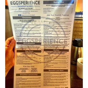 Menu @ Eggsperience.Elmwood Park, IL Breakfast Lunch Brunch.One of Locations.Big Clean Place Fest Nice Service Good Food.Cool!