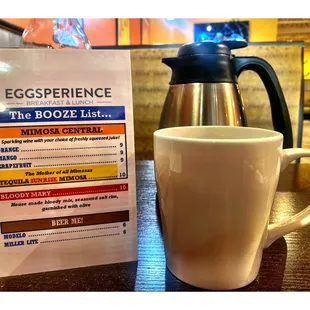 The Booze Menu @ Eggsperience.Elmwood Park, IL Breakfast Lunch Brunch.One of Locations.Big Clean Place Fest Nice Service Good Food.Cool!