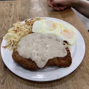 Crispy, hot and savory country fried steak.  Plenty to share with everyone.