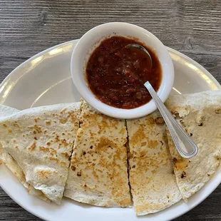 Chicken fajita breakfast quesadilla, yum and loaded!