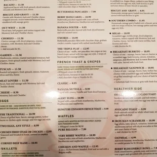 the breakfast menu