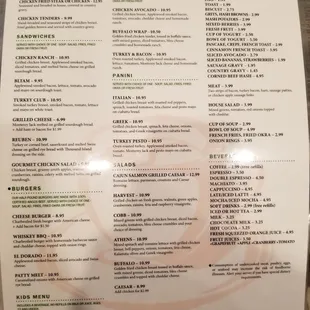 the breakfast menu