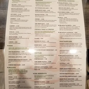 the breakfast menu