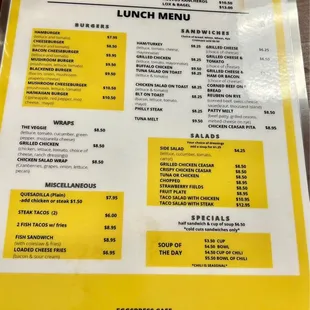 Menu as of 2/16/23