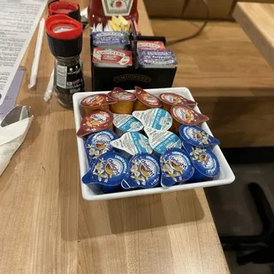 Nice array of creamers for your coffee!