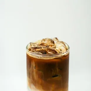 a glass of iced coffee