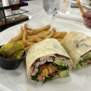 Turkey Avocado Wrap w/fries ($12, 12/24)