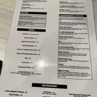 Lunch menu