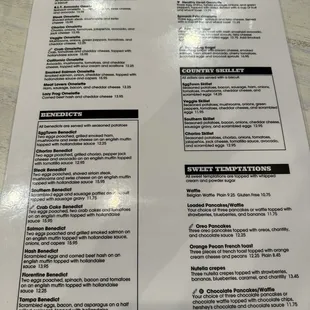 Breakfast menu