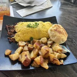 Omelette and potatoes