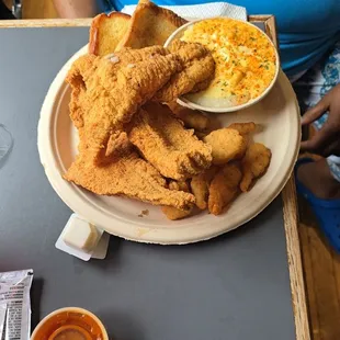 Shrimp, catfish and gouda grits