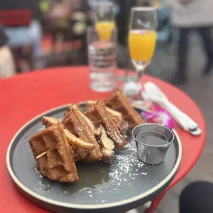 Chicken &amp; waffles, mango mimosas