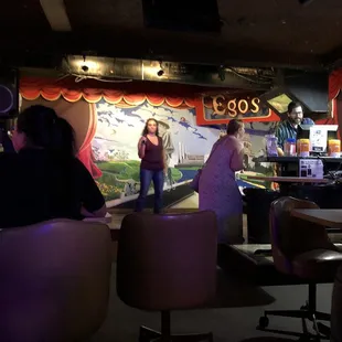 a group of people in a restaurant