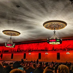 Looking from by the stage to the back and side of the room.