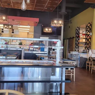 Inside with food bar for hotpot (not yet functional)