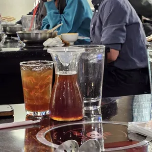 drink, sushi and sashimi